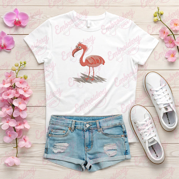Pink Flamingo Embroidery Design