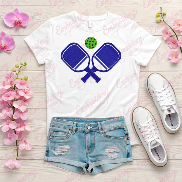 Pickleball and Bat Embroidery Design
