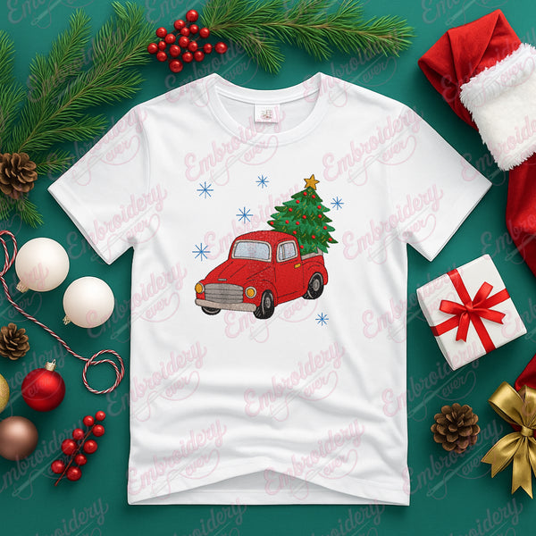 Festive Christmas Truck Embroidery Design