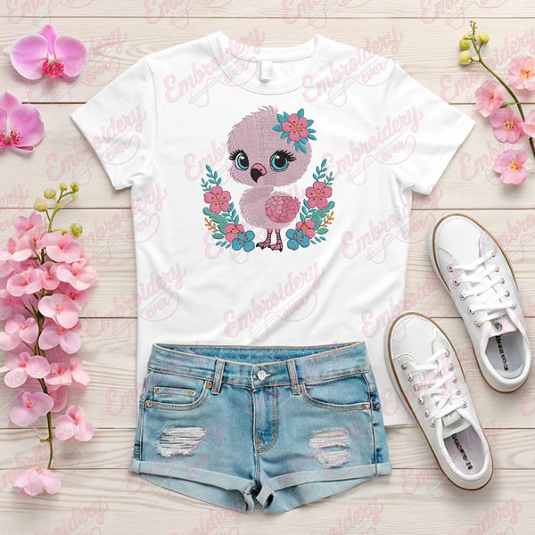 Baby Flamingo Embroidery Design For Kids