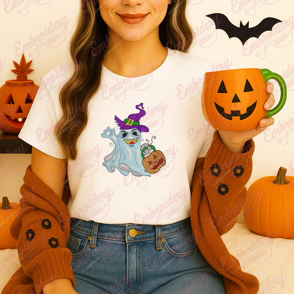 Cute Halloween Ghost Embroidery Design