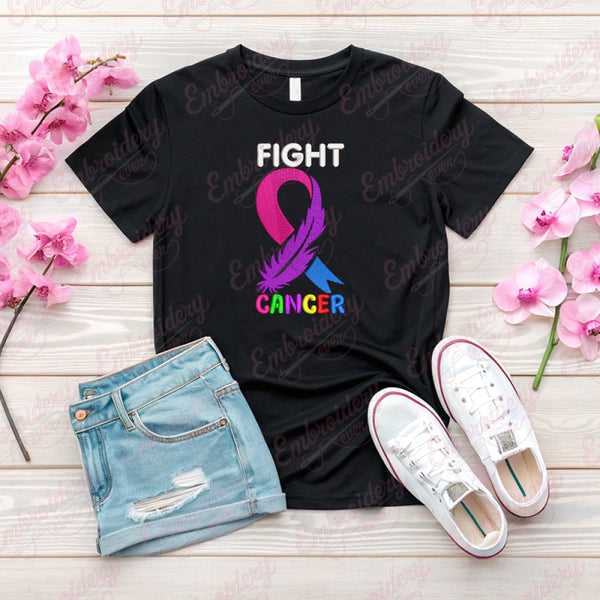 Fight Cancer Ribbon For Cancer Awareness Embroidery Design