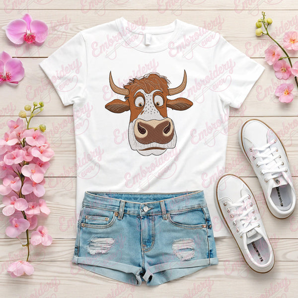 Cattle Cow Head Embroidery Design