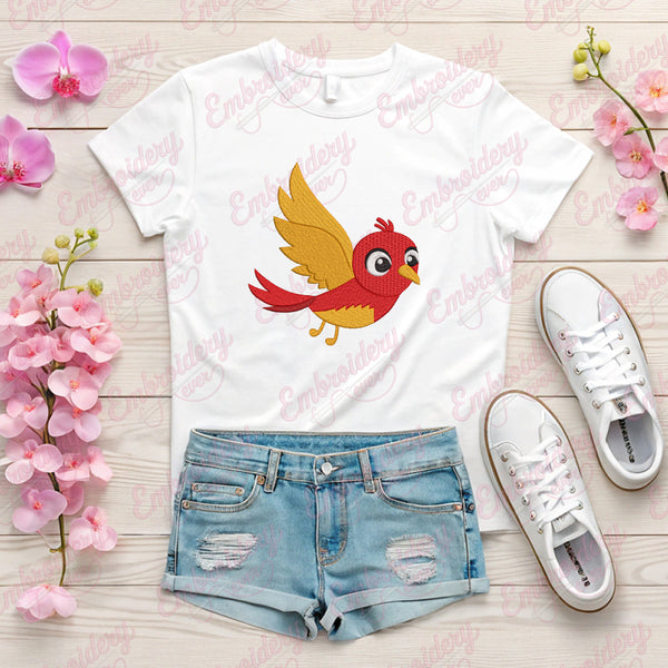 Flying Exotic Bird Machine Embroidery Design