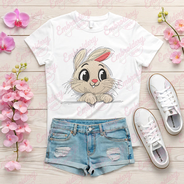 Peeking Bunny Embroidery Design