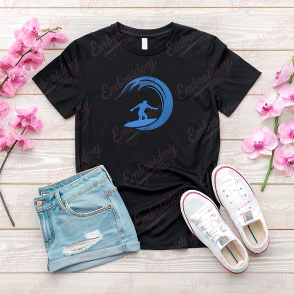 Surfing Logo Embroidery Design