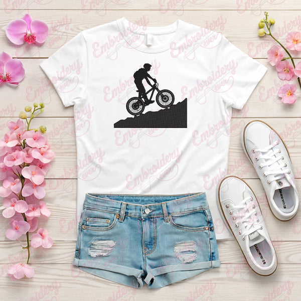 Mountain Bike Riding Embroidery Design