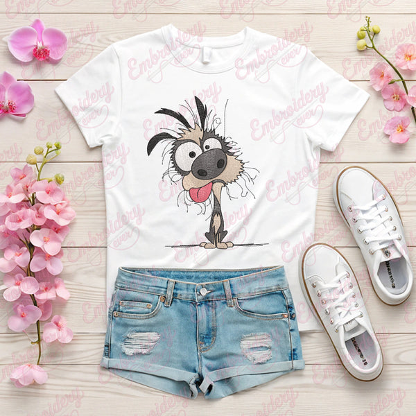 Funny Crazy Dog Embroidery Design