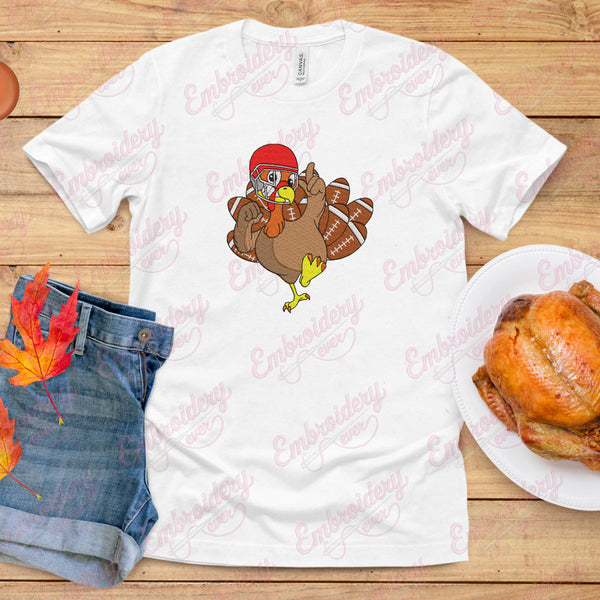 Thanksgiving Turkey Football Player Embroidery Design
