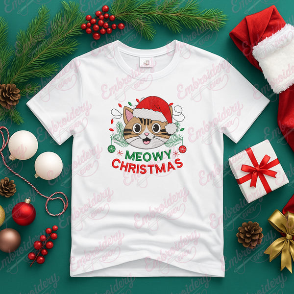 Meowy Christmas Cat Embroidery Design