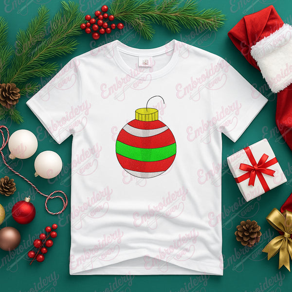 Christmas Striped Ball Embroidery Design