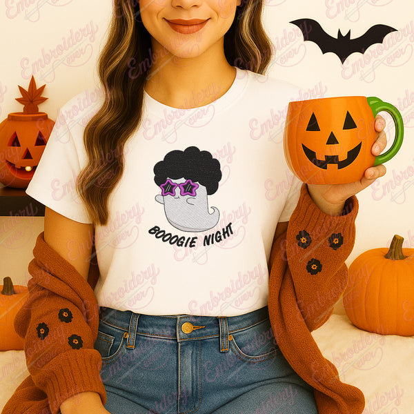 Boogie Night Funny Halloween Disco Ghost Embroidery Design