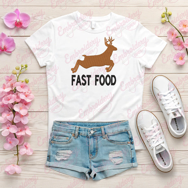 Fast Food Deer Embroidery Design