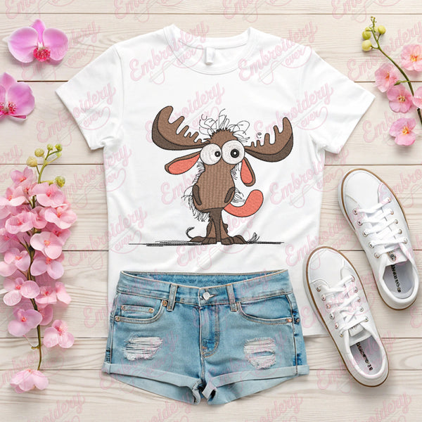 Funny Moose Embroidery Design