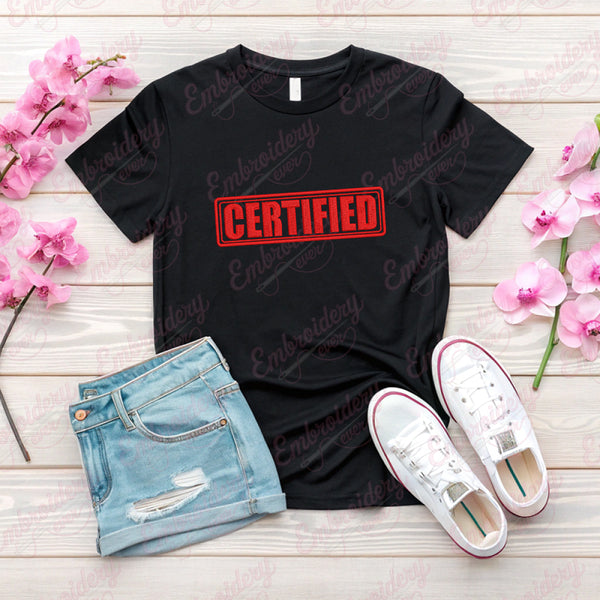 Certified Typography Embroidery Design