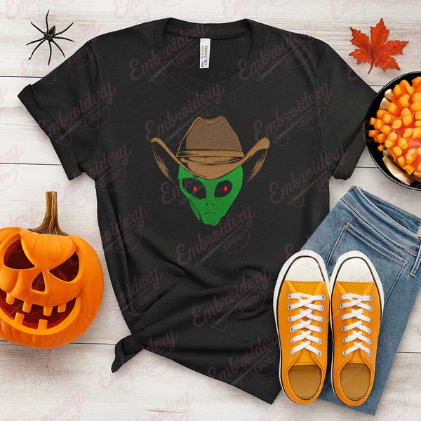 Cowboy Alien Halloween Embroidery Design