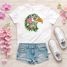 Eagle Head Leaves And Flowers Embroidery Design