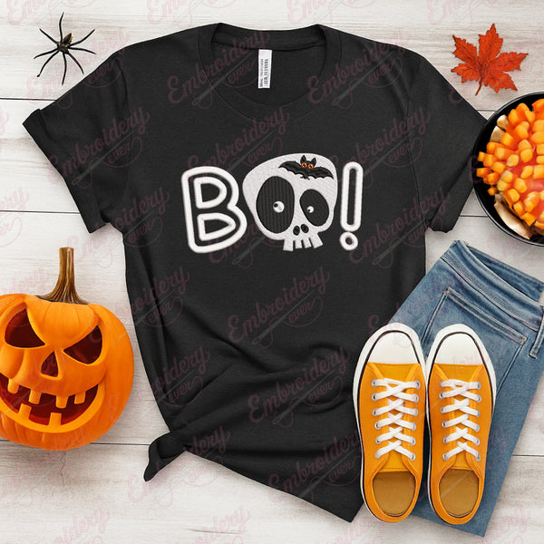 Halloween Boo Skull Embroidery Design
