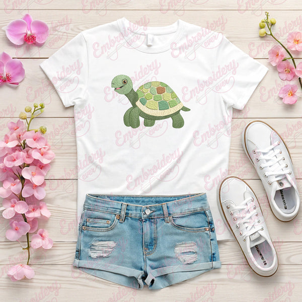 Happy Tortoise Machine Embroidery Design