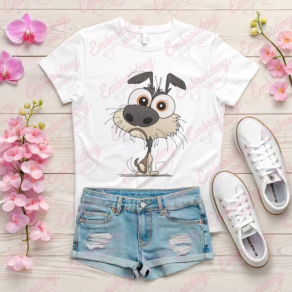 Crazy Dog Embroidery Design