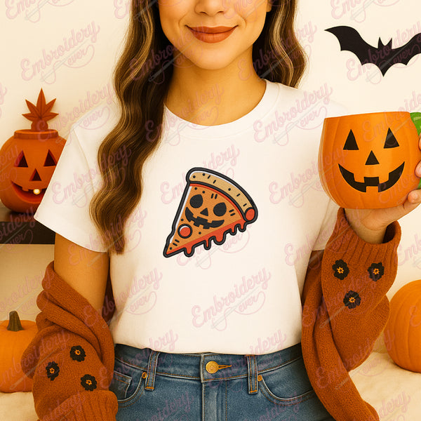 Halloween Pizza Embroidery Design