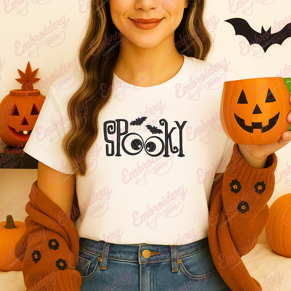 Halloween Spooky Eyes & Bats Embroidery Design