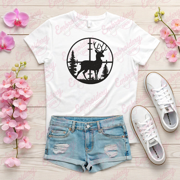 Deer Hunting Embroidery Design