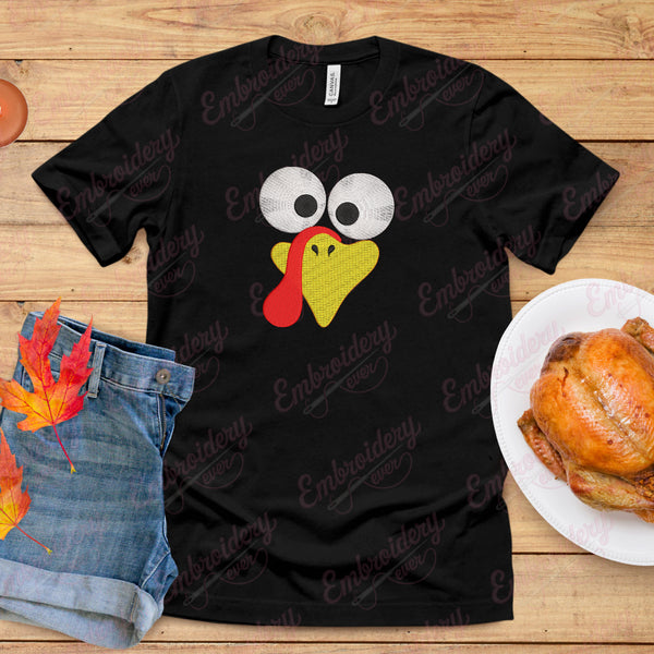 Thanksgiving Turkey Face Embroidery Design