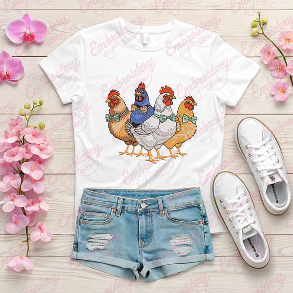 Cute Chickens Machine Embroidery Design