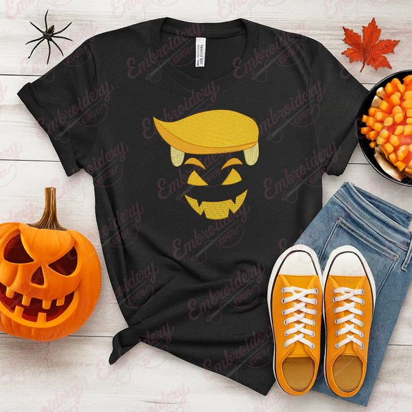 Trumpkin Funny Halloween Pumpkin Embroidery Design