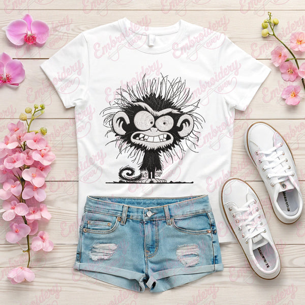 Crazy Monkey Embroidery Design