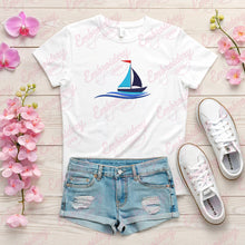 Water Wave Sailing Boat Embroidery Design