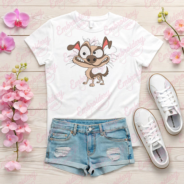 Crazy Dog Embroidery Design