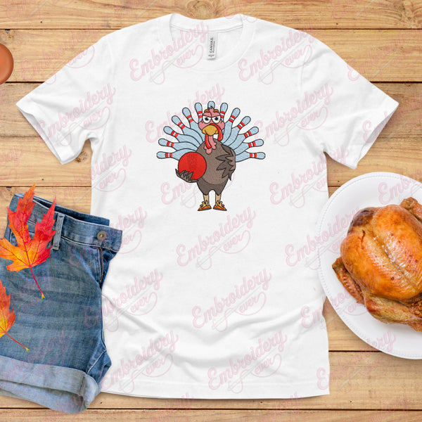 Thanksgiving Turkey Bowling Ball Embroidery Design