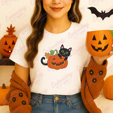Halloween Kitty Cat And Funny Pumpkins Embroidery Design
