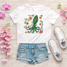 Floral Squid Fish Embroidery Design