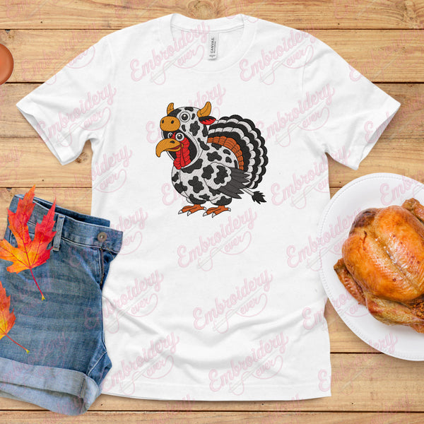 Turkey Moo Funny Thanksgiving Embroidery Design