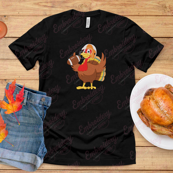 Turkey And Touchdowns Thanksgiving Embroidery Design