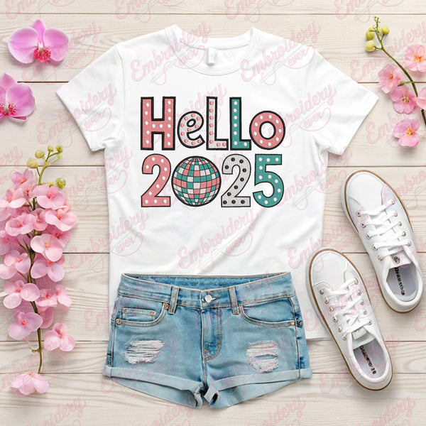 Hello 2025 Embroidery Design