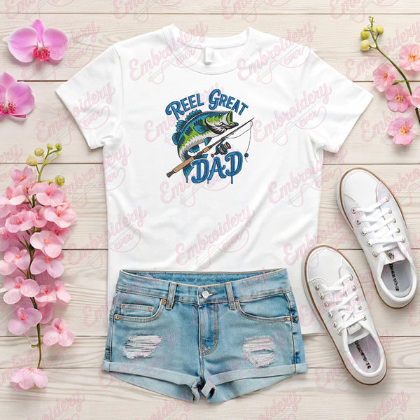Reel Fishing Dad Embroidery Design