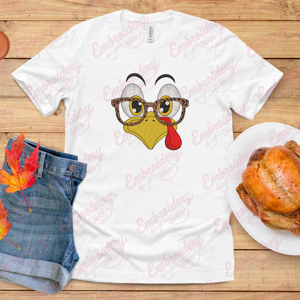 Cute Turkey Face Fall Thanksgiving Embroidery Design