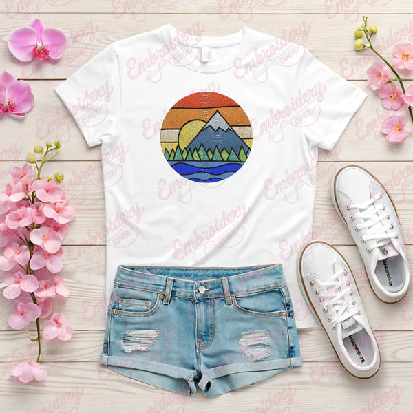 Mountain Landscape Embroidery Design