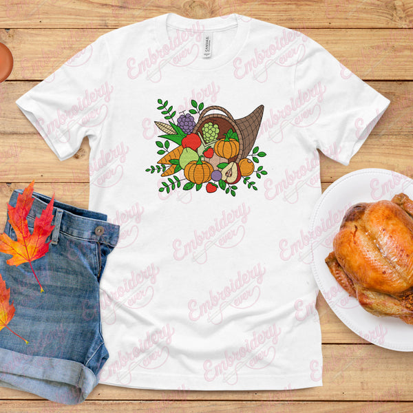 Horn Of Plenty Thanksgiving Embroidery Design