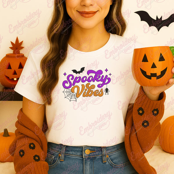 Spooky Vibes Happy Halloween Embroidery Design