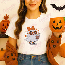 Halloween Little Ghost Holding Drink Embroidery Design