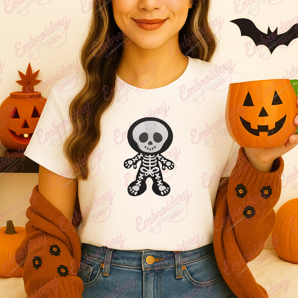 Halloween Ghost Skeleto Embroidery Design