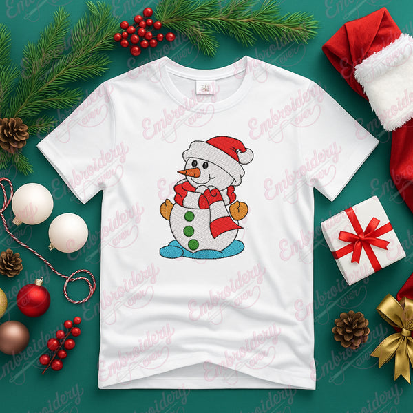 Cute Christmas Snowman Machine Embroidery Design