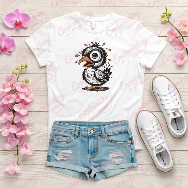 Funny Bird With Big Eye Embroidery Design