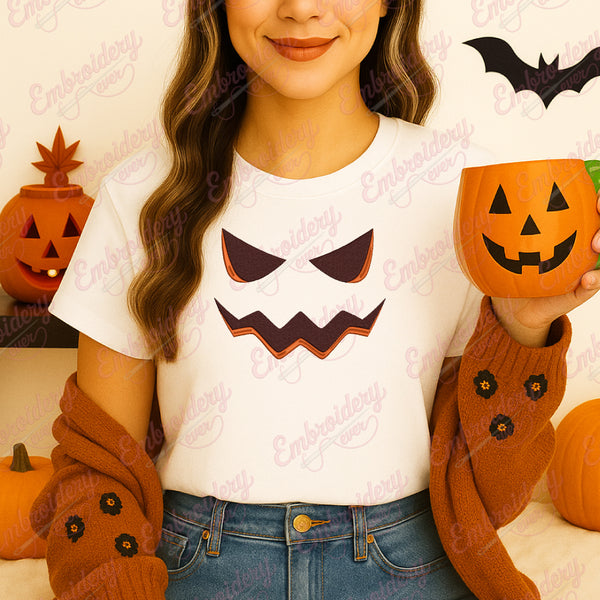 Scary Pumpkin Face Halloween Embroidery Design