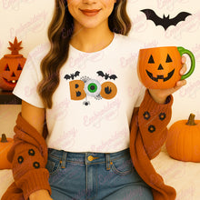 Halloween Boo With Bat Spider Embroidery Design